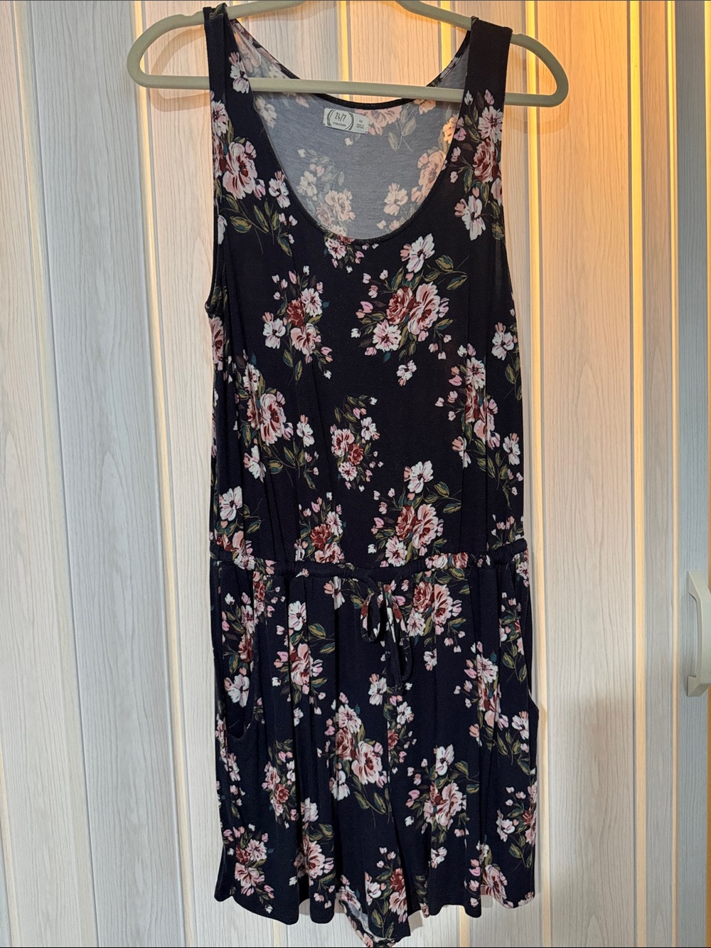 Maurices Black Floral Sleeveless Romper